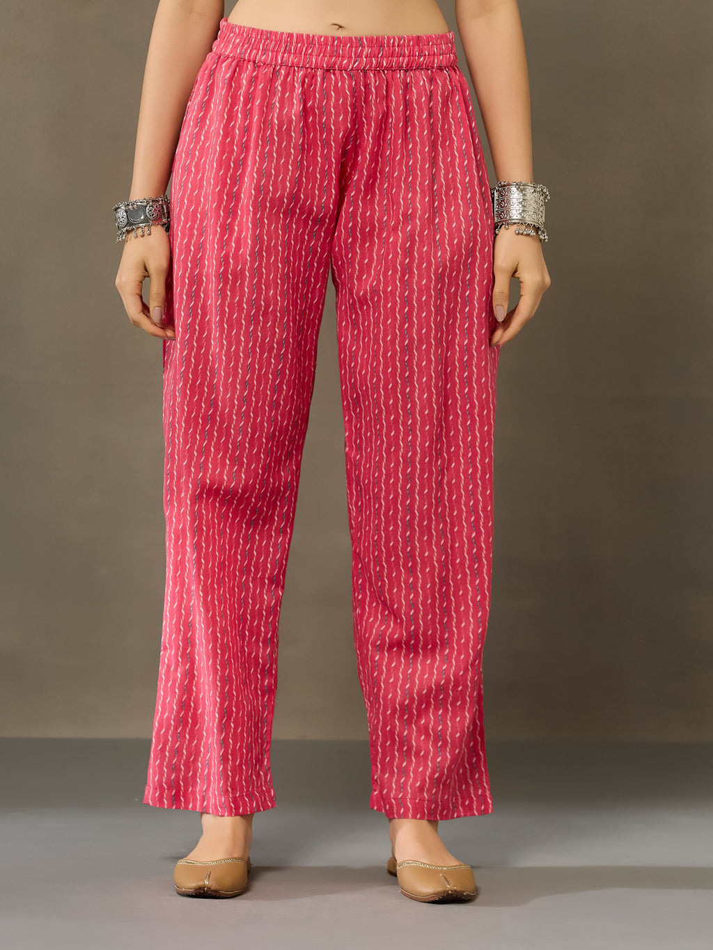 VASVI Cotton Embroidered Neckline Straight Kurta Pant with Dupatta, Pink