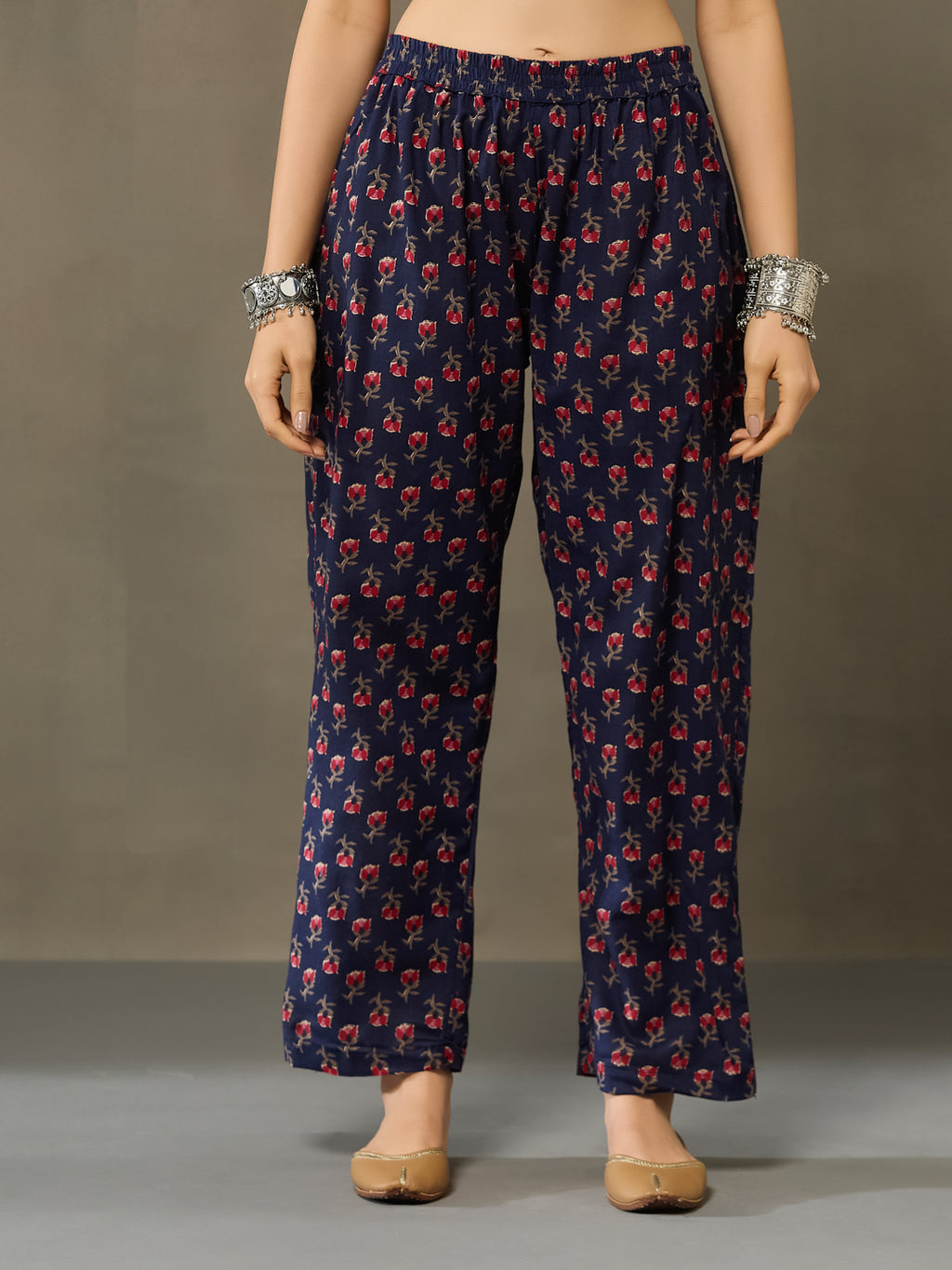 VASVI Cotton Embroidered Placket Printed Straight Kurta Pant with Dupatta, Blue