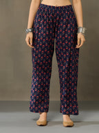 VASVI Cotton Embroidered Placket Printed Straight Kurta Pant with Dupatta, Blue