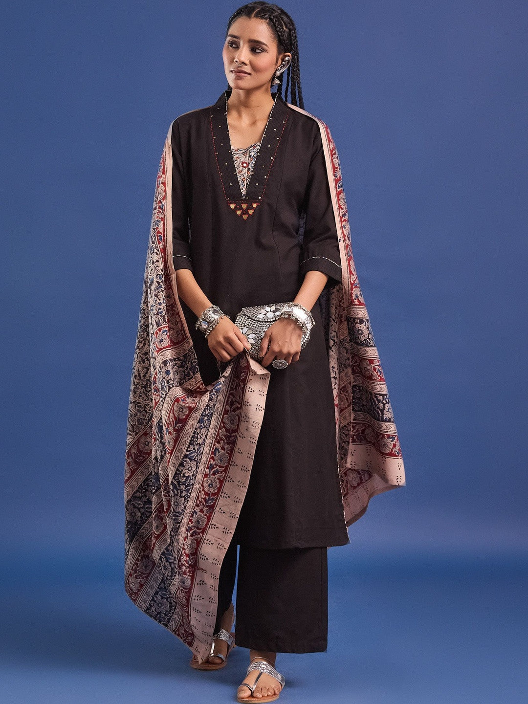 VASVI Women Pure Cotton Straight Kurta Trousers With Dupatta