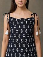 VASVI Women Cotton Printed Top, Black