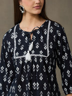VASVI Women Cotton Printed Top, Black