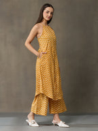 VASVI Women Cotton Absract Printed Co-ords Set, Mustard