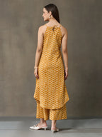 VASVI Women Cotton Absract Printed Co-ords Set, Mustard