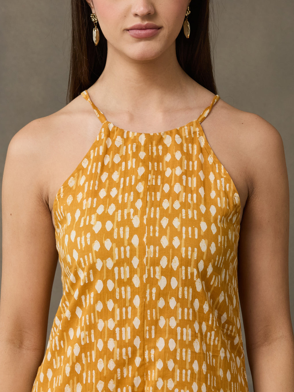 VASVI Women Cotton Absract Printed Co-ords Set, Mustard