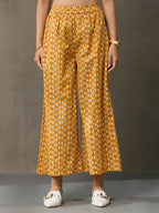 VASVI Women Cotton Absract Printed Co-ords Set, Mustard
