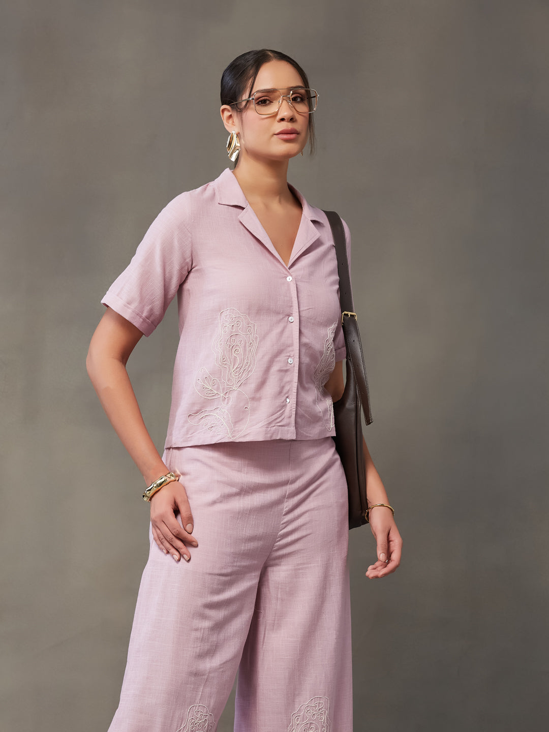 VASVI Women Cotton Solid Co-ords Set, Pink