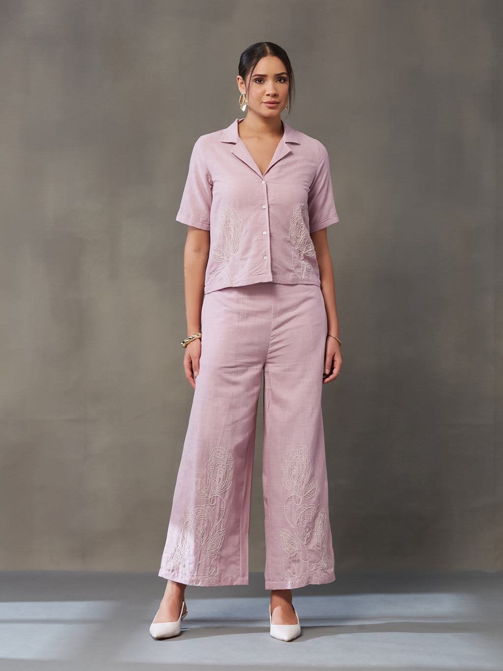 VASVI Women Cotton Solid Co-ords Set, Pink