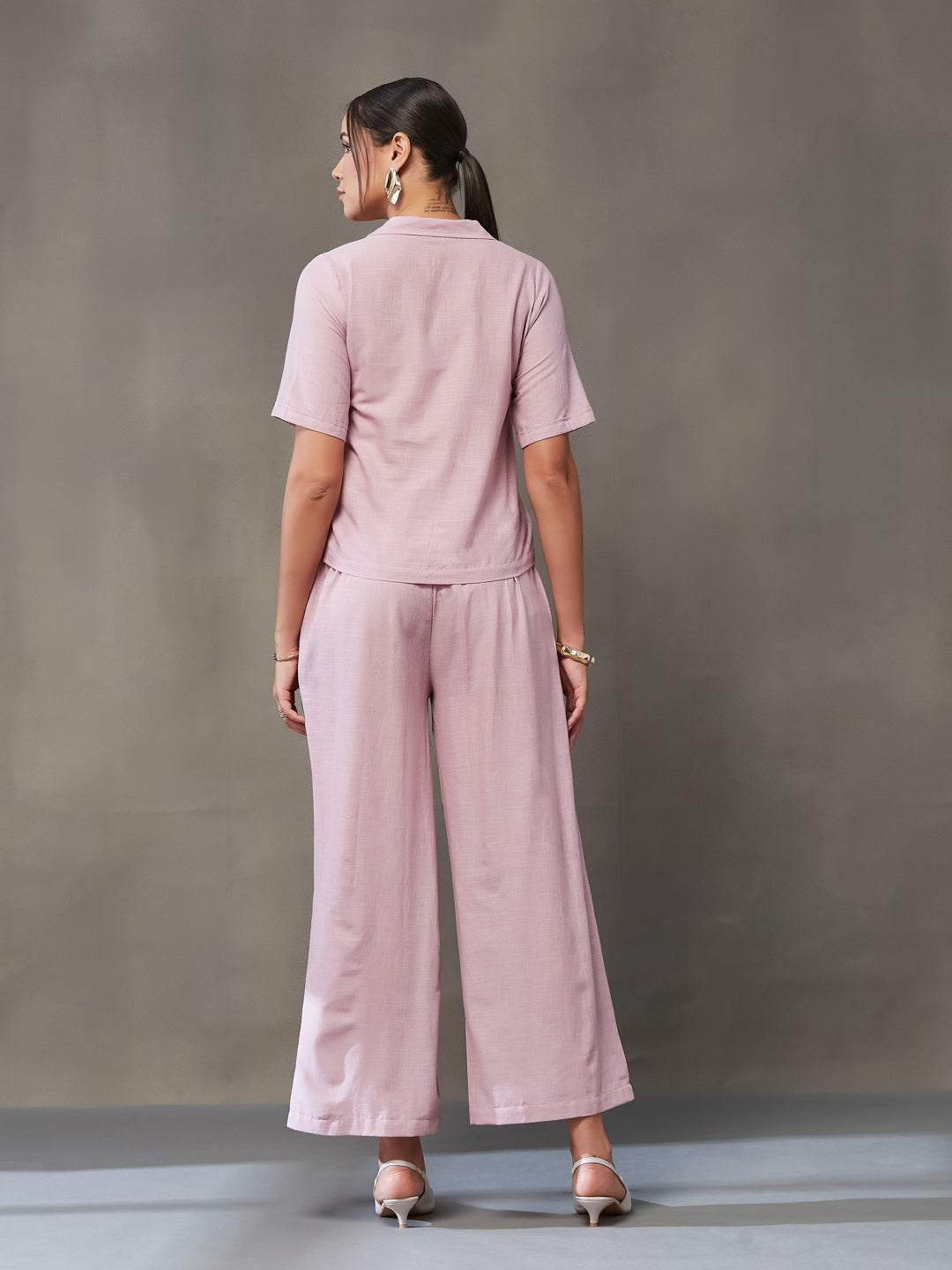 VASVI Women Cotton Solid Co-ords Set, Pink