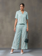 VASVI Women Cotton Solid Co-ords Set, Green
