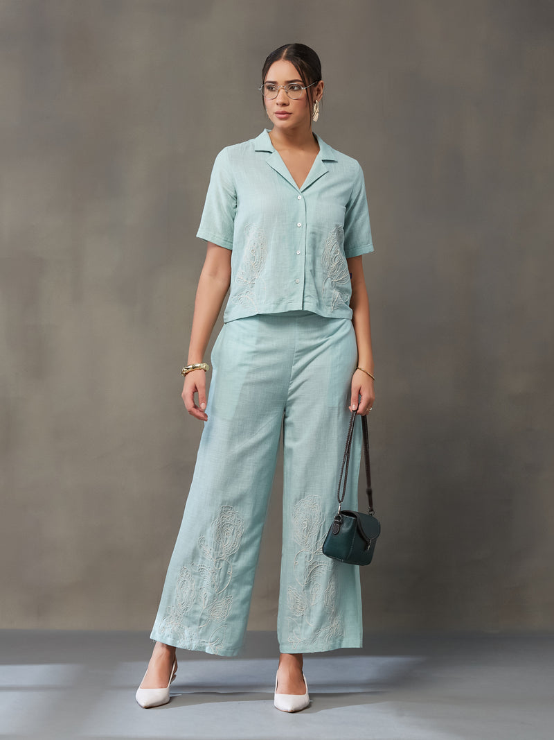 VASVI Women Cotton Solid Co-ords Set, Green