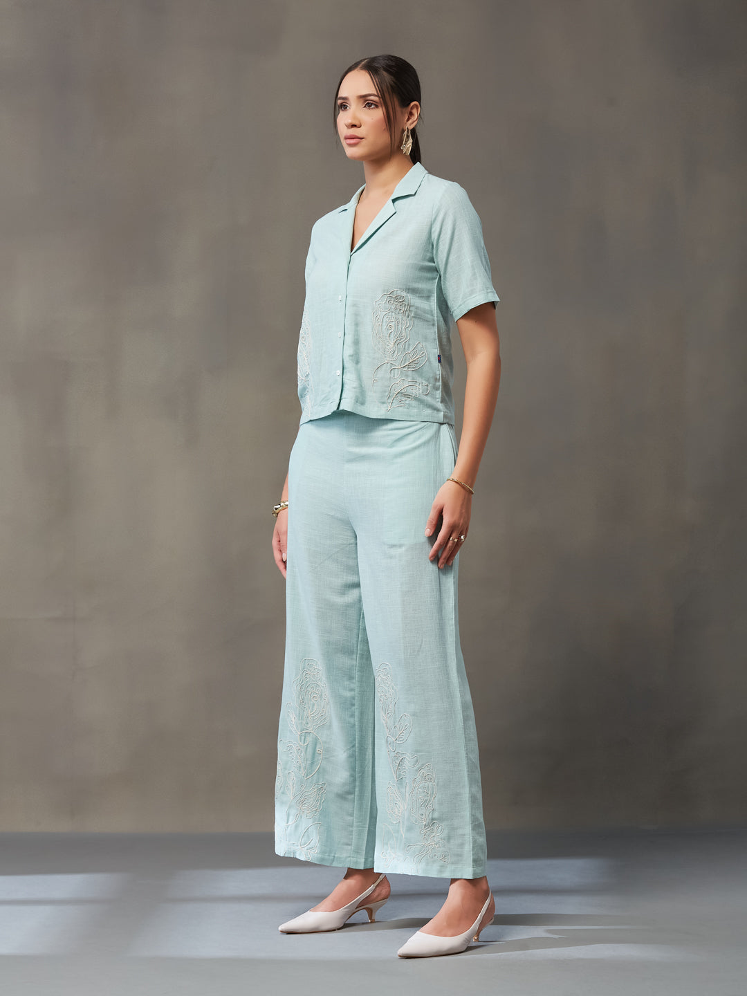VASVI Women Cotton Solid Co-ords Set, Green
