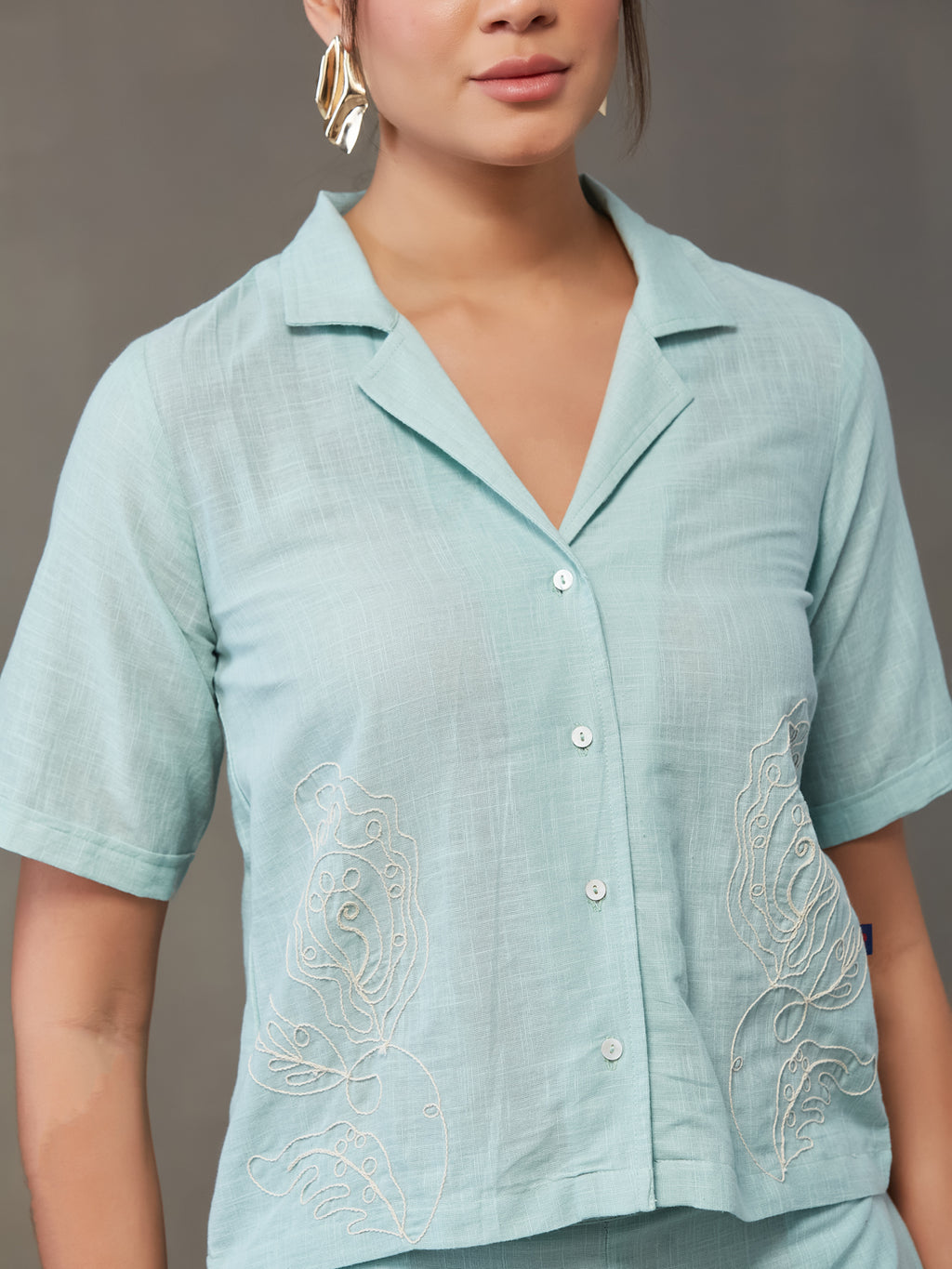 VASVI Women Cotton Solid Co-ords Set, Green