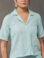 VASVI Women Cotton Solid Co-ords Set, Green