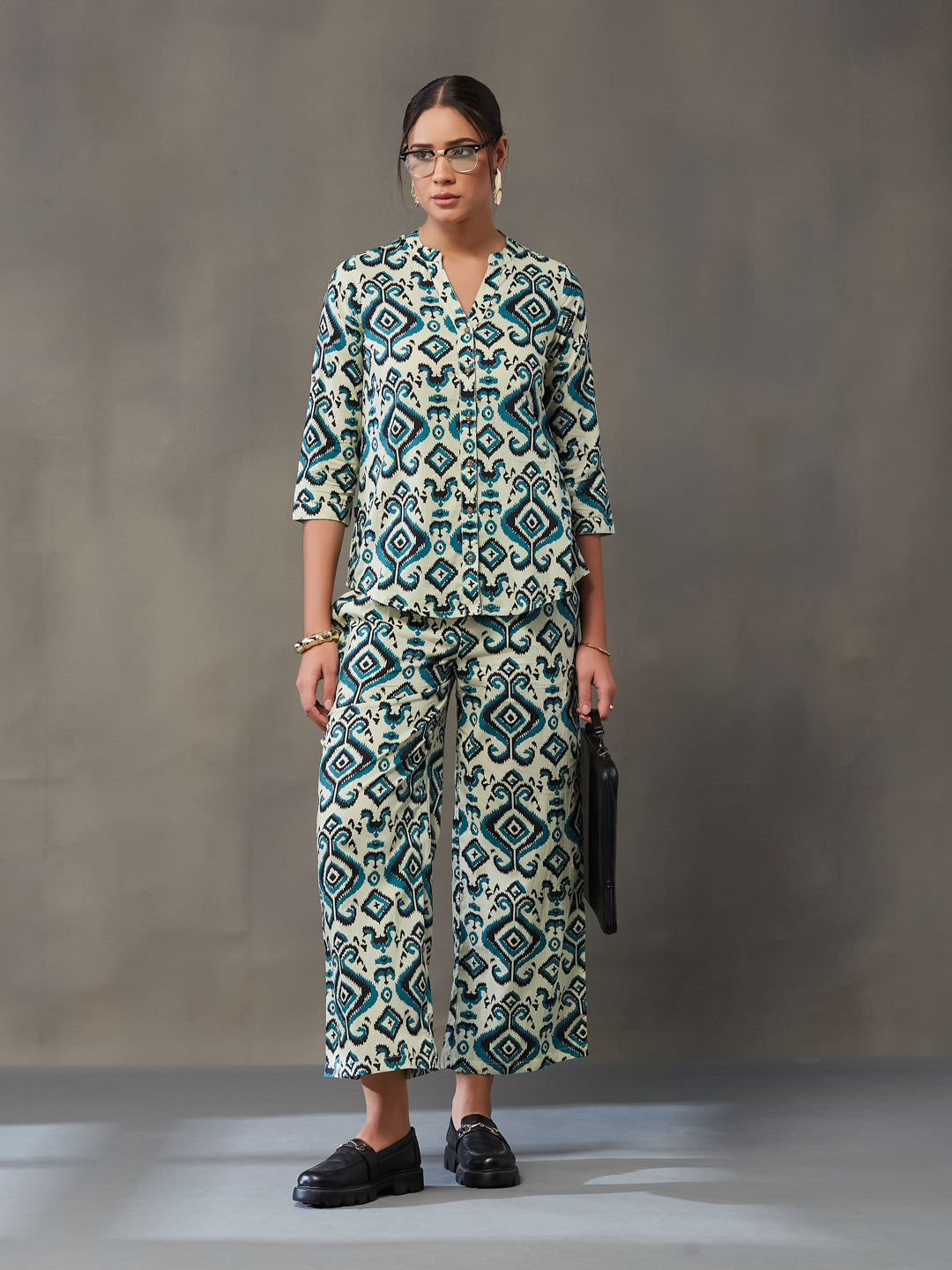 VASVI Women Cotton Prined Co-ords Set, Blue