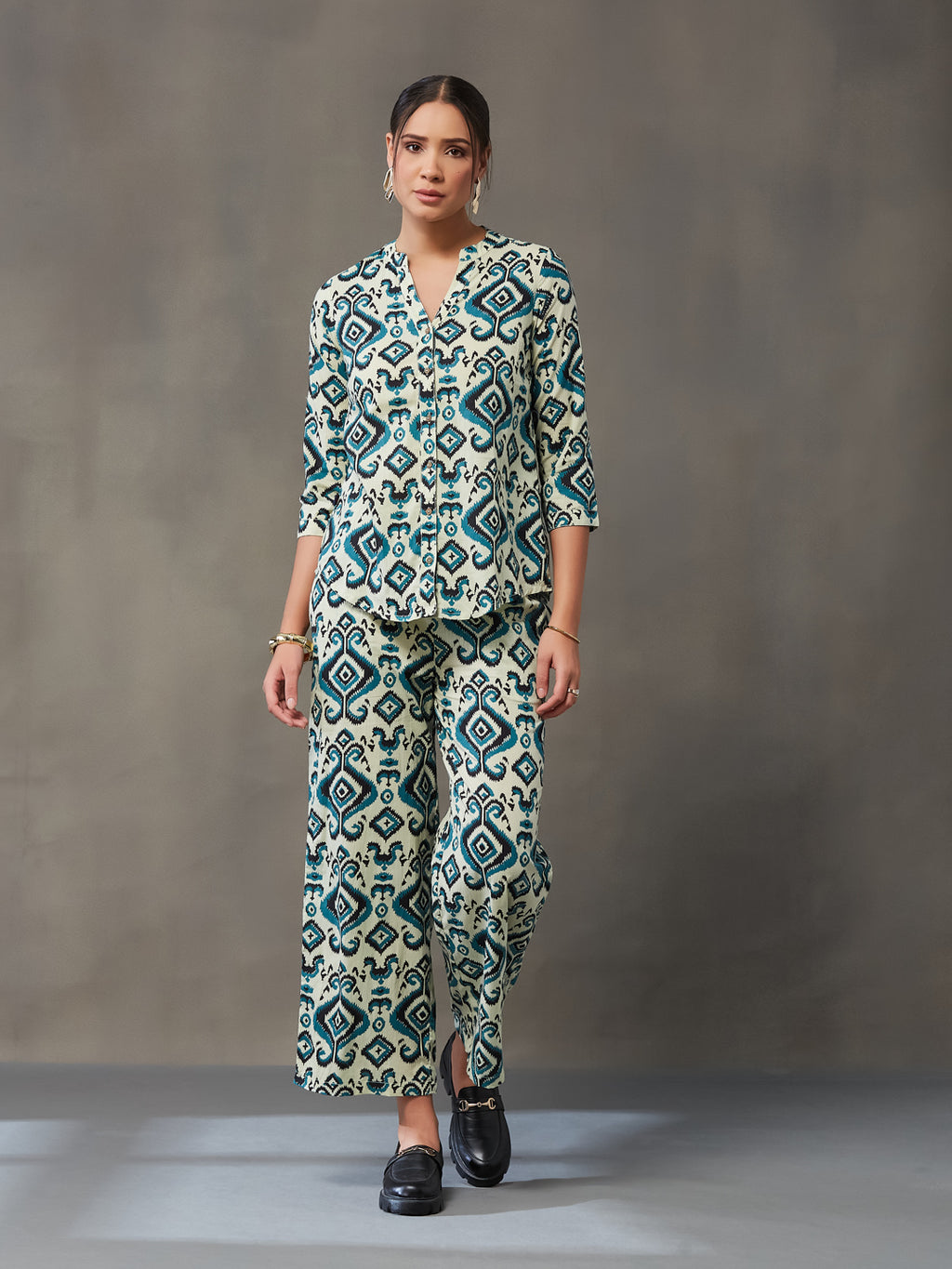VASVI Women Cotton Prined Co-ords Set, Blue
