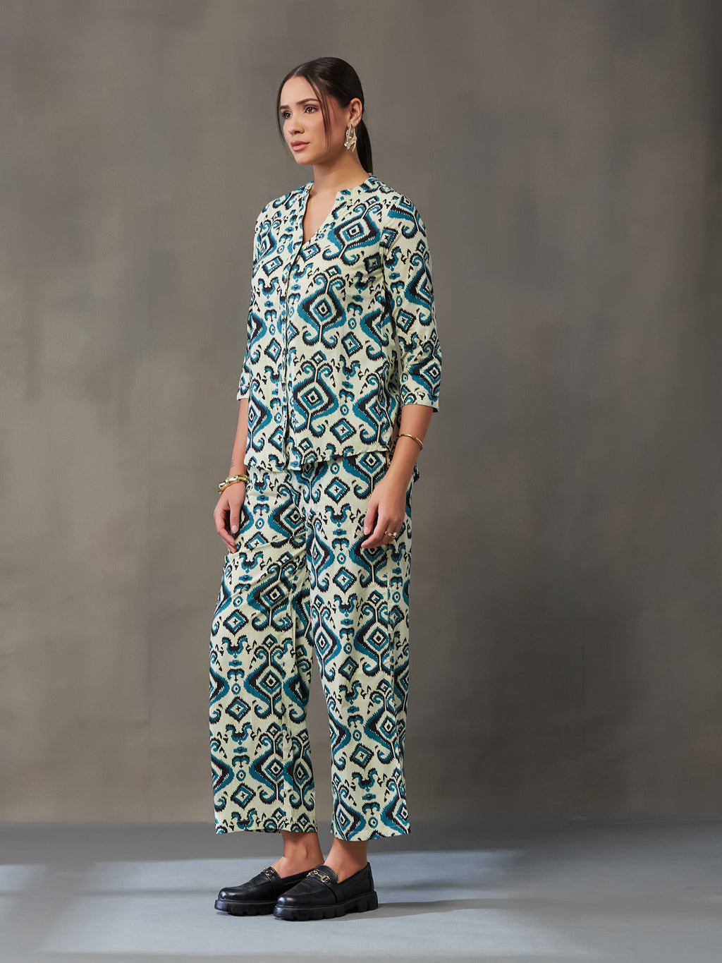 VASVI Women Cotton Prined Co-ords Set, Blue