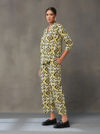 VASVI Women Cotton Printed Co-ords Set, Olive Green