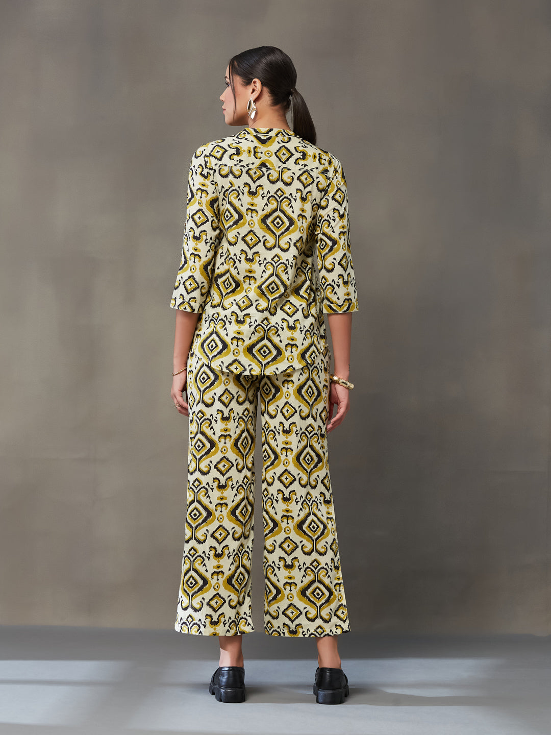 VASVI Women Cotton Printed Co-ords Set, Olive Green