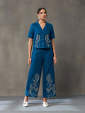 VASVI Women Cotton Embroidered Co-ords Set, Teal