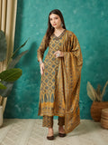 VASVI Muslin Printed Adda Work Kurta Pant with Dupatta, Mustard