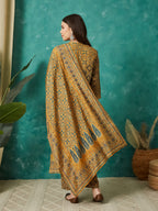 VASVI Muslin Printed Adda Work Kurta Pant with Dupatta, Mustard