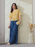VASVI Women Rayon Printed Crop Top, Yellow