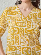 VASVI Women Rayon Printed Crop Top, Yellow