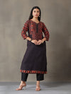 VASVI Women Poly Satin Digital Printed Straight Kurta with Pant Set, Black