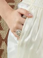 VASVI Women Satin Embroidered Solid Kaftan Kurta with Pant Set, Ivory