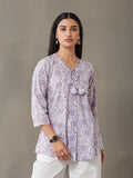 VASVI Women Cotton Floral Printed Top, Lavender