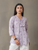VASVI Women Cotton Floral Printed Top, Lavender