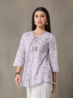 VASVI Women Cotton Floral Printed Top, Lavender