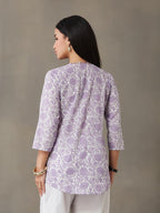 VASVI Women Cotton Floral Printed Top, Lavender