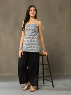 VASVI Cotton Floral Printed Top, Grey