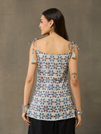 VASVI Cotton Floral Printed Top, Grey