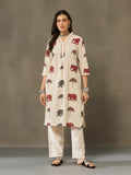 VASVI Cotton Animal Printed A-line Kurta with Pant, Rust