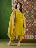 VASVI Women Ethnic Motifs Embroidered Thread Work Chanderi Silk Kurta with Trousers & With Dupatta
