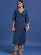 VASVI Women Pure Cotton Straight Kurta With Trousers