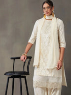 VASVI Women Ethnic Motifs Embroidered Regular Sequinned Kurta with Patiala & With Dupatta
