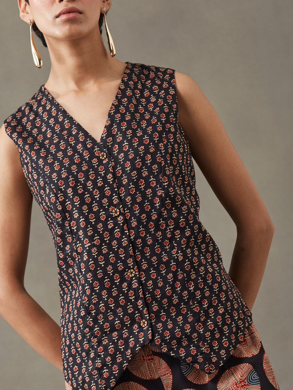 VASVI Women Cotton Printed Co-ords Set, Black
