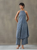 VASVI Women Cotton Abstract Printed Co-ords Set, Indigo