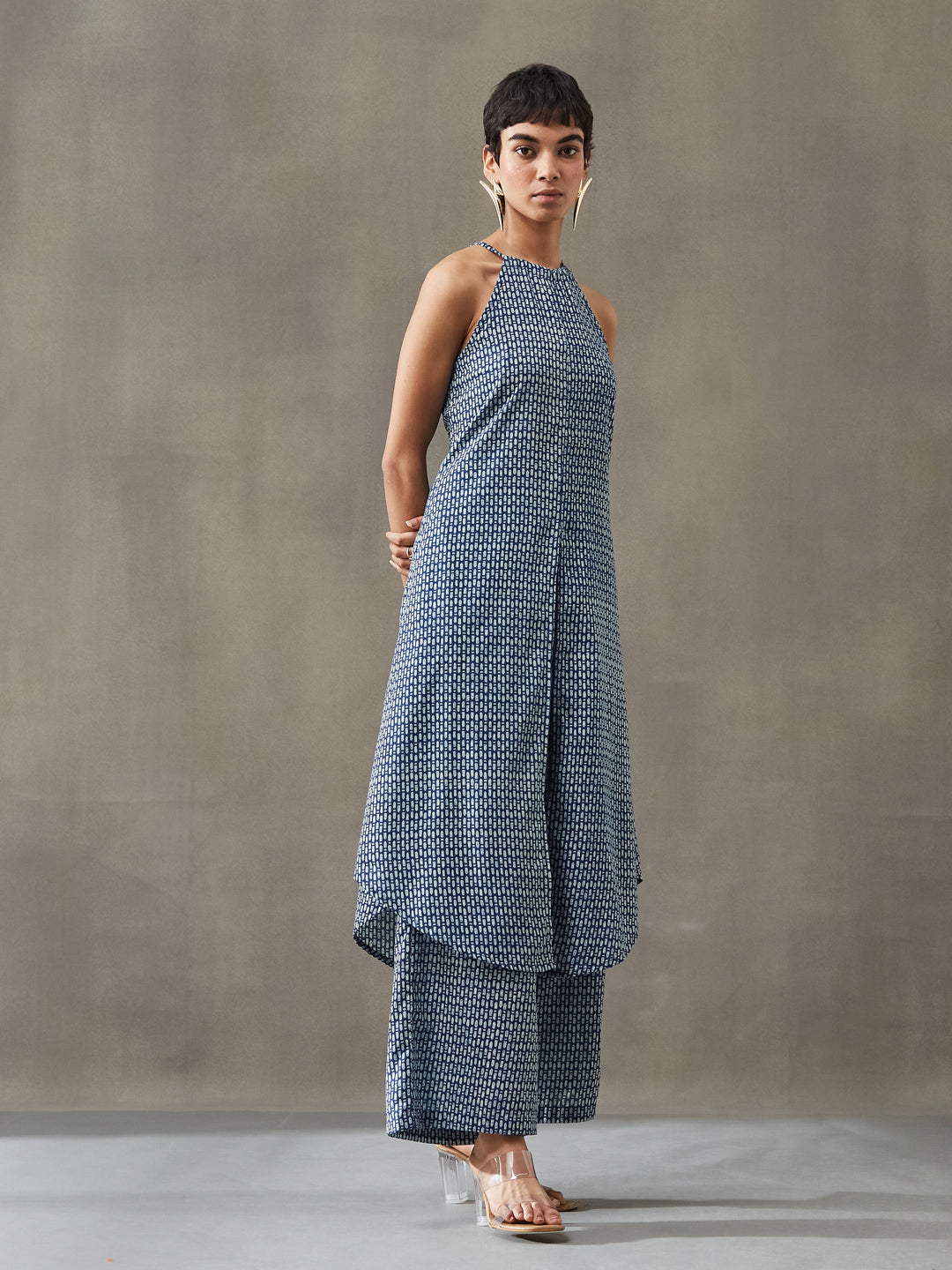 VASVI Women Cotton Abstract Printed Co-ords Set, Indigo