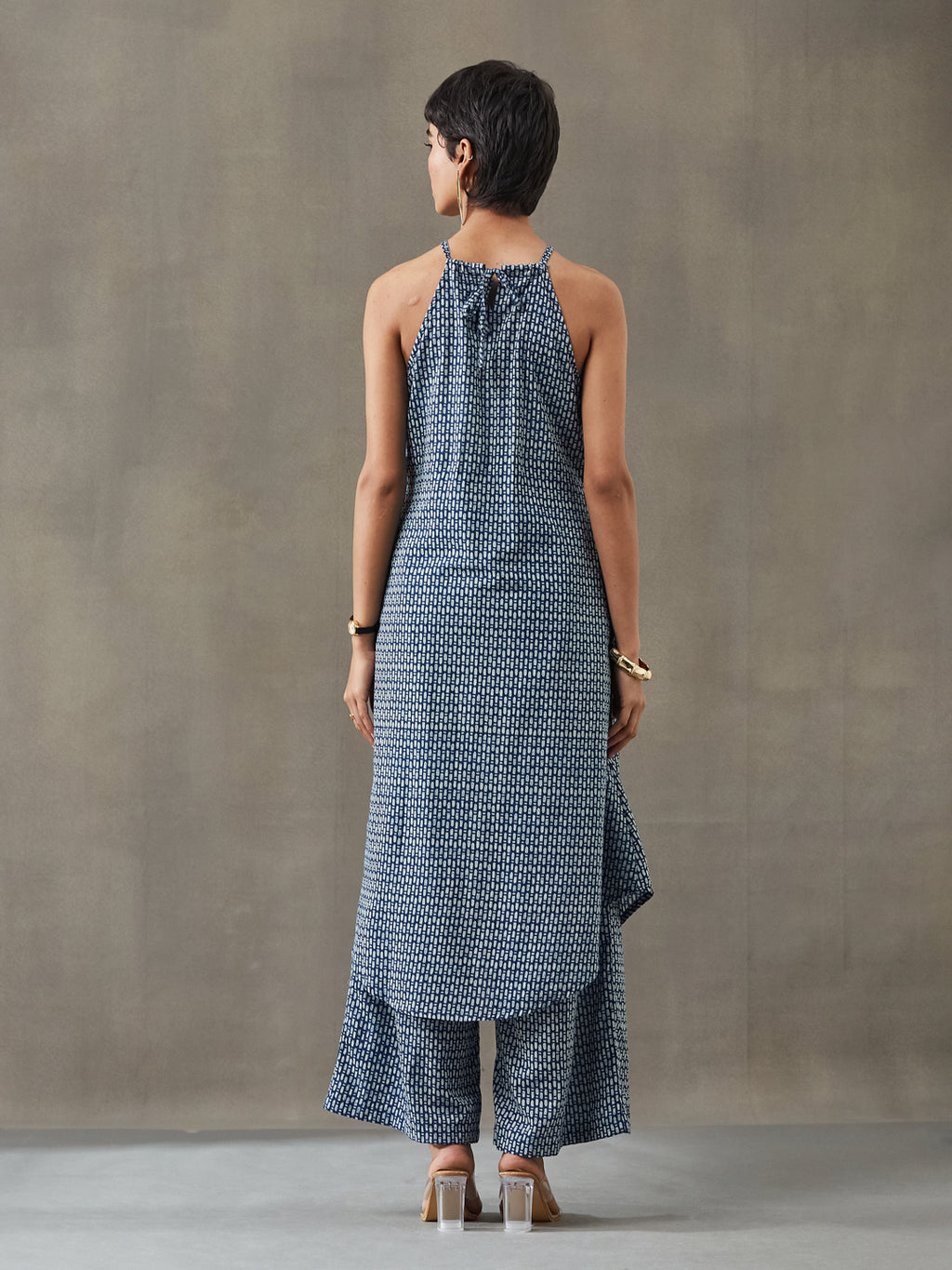 VASVI Women Cotton Abstract Printed Co-ords Set, Indigo
