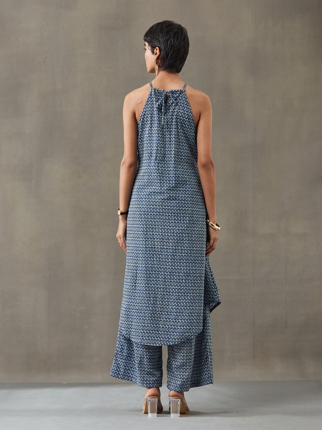 VASVI Women Cotton Abstract Printed Co-ords Set, Indigo