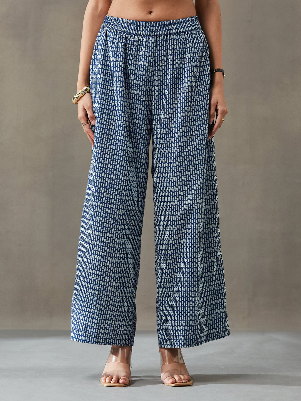 VASVI Women Cotton Abstract Printed Co-ords Set, Indigo
