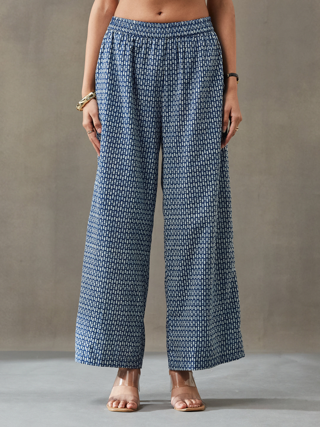 VASVI Women Cotton Abstract Printed Co-ords Set, Indigo