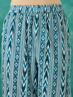 VASVI Cotton Floral Printed Kurta Pant with Dupatta, Teal Blue