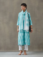 VASVI Women Cotton Ikat Printed Kurta Set with Dupatta, Green Hue