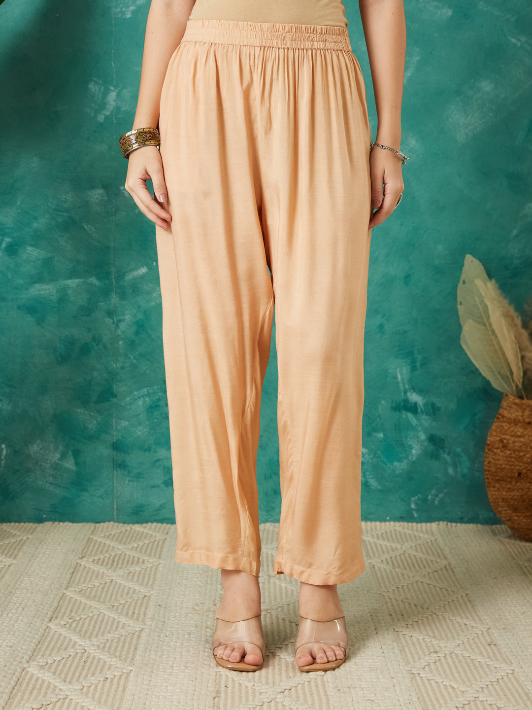 VASVI Viscose Printed Adda Work Kurta Pant with Dupatta, Ivory